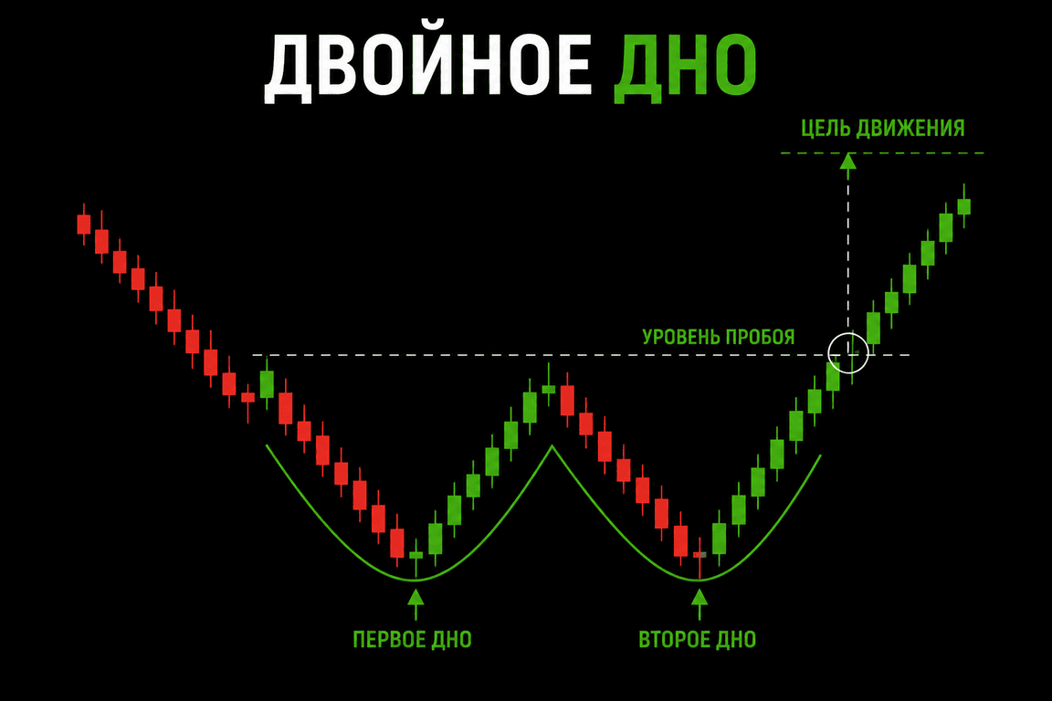 Двойное дно — форма «W», уровень пробоя, цель