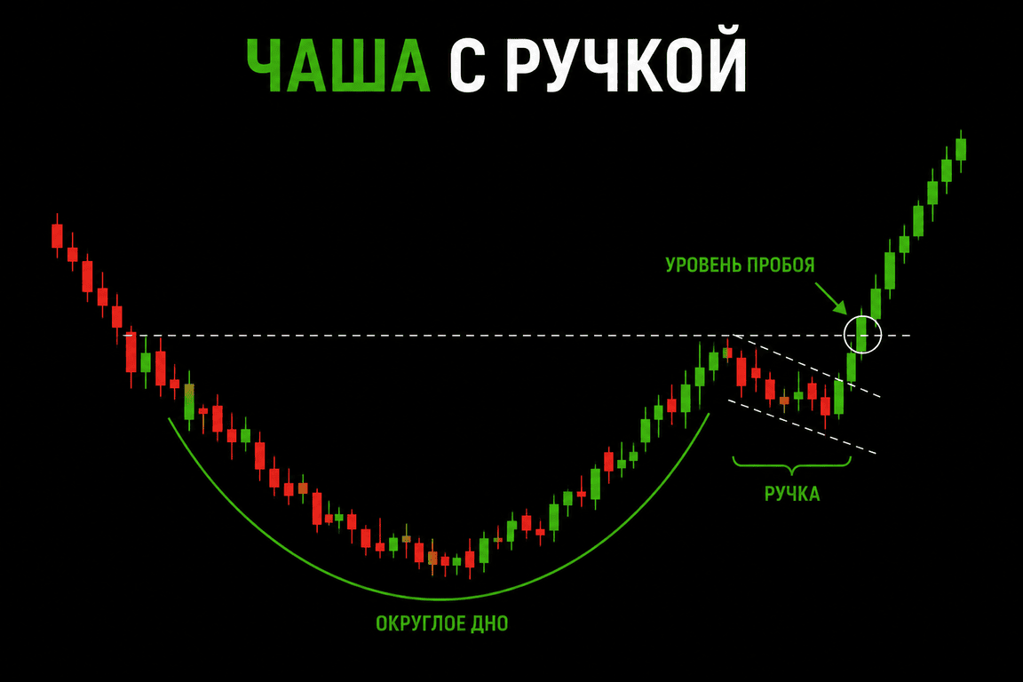 Чаша с ручкой — округлое дно, ручка, пробой