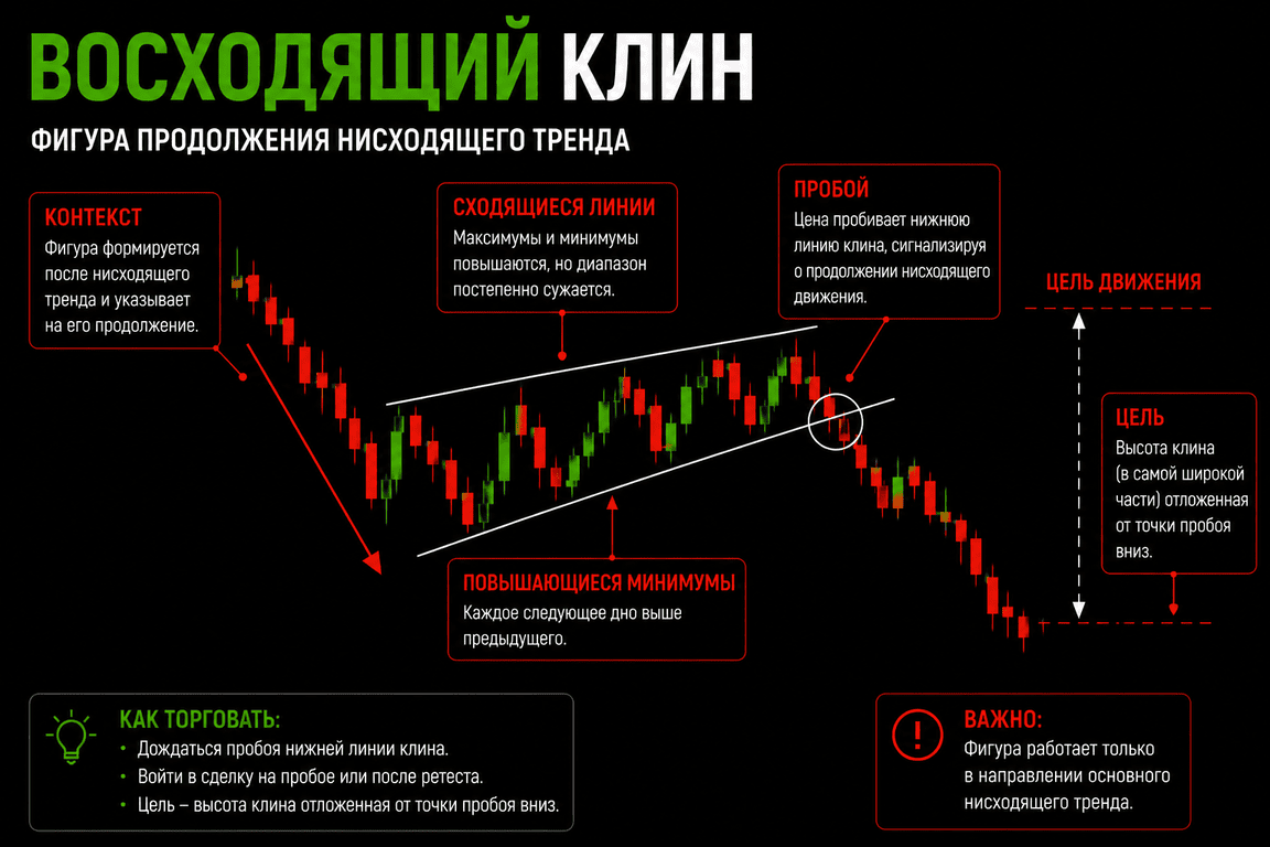 Восходящий клин — сужающиеся восходящие линии