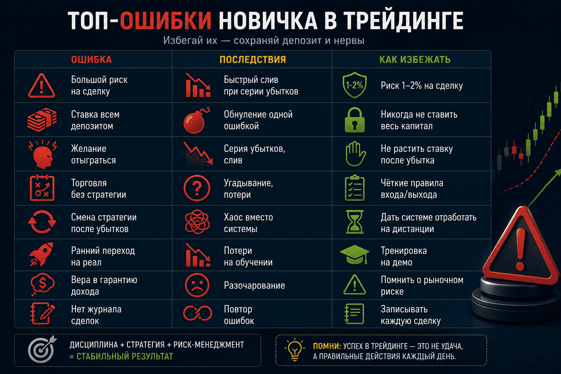 частые ошибки новичков в трейдинге