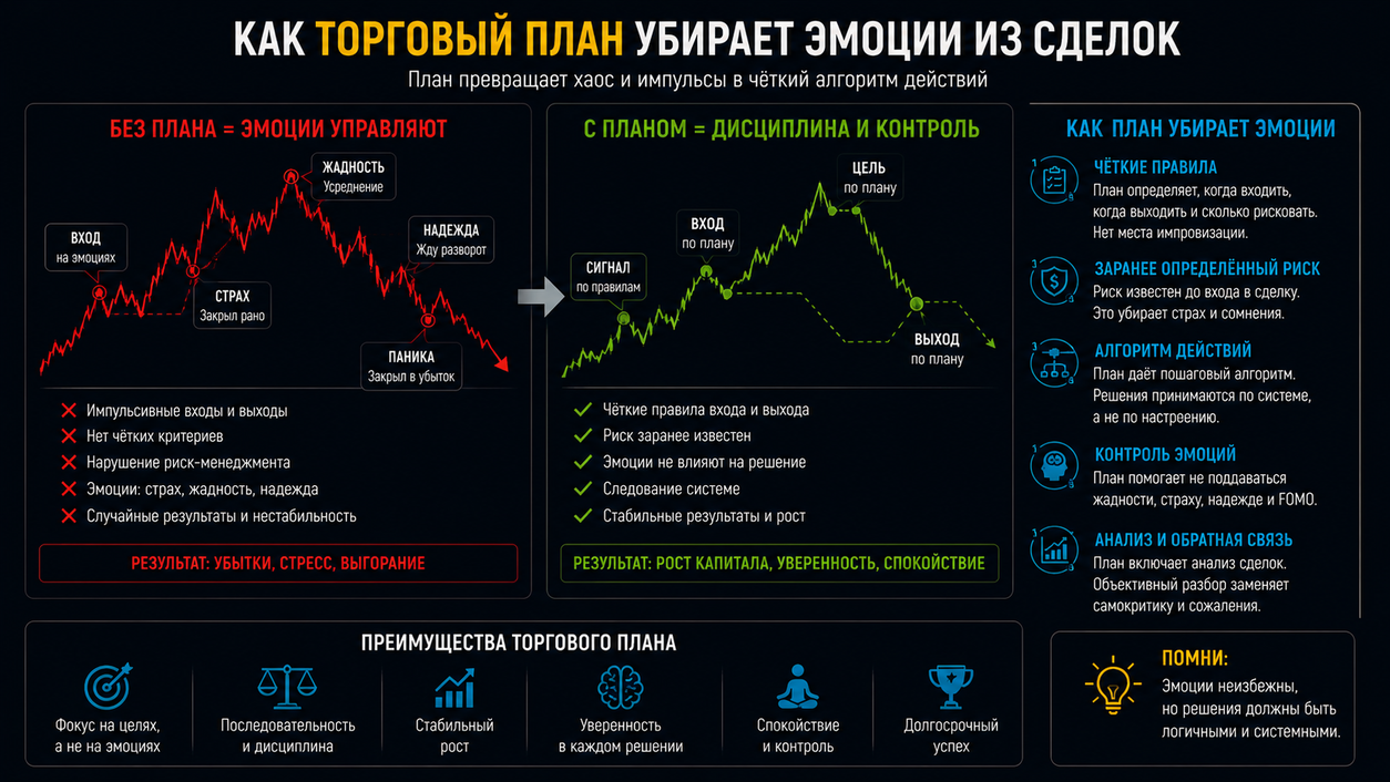как торговый план убирает эмоции из сделок