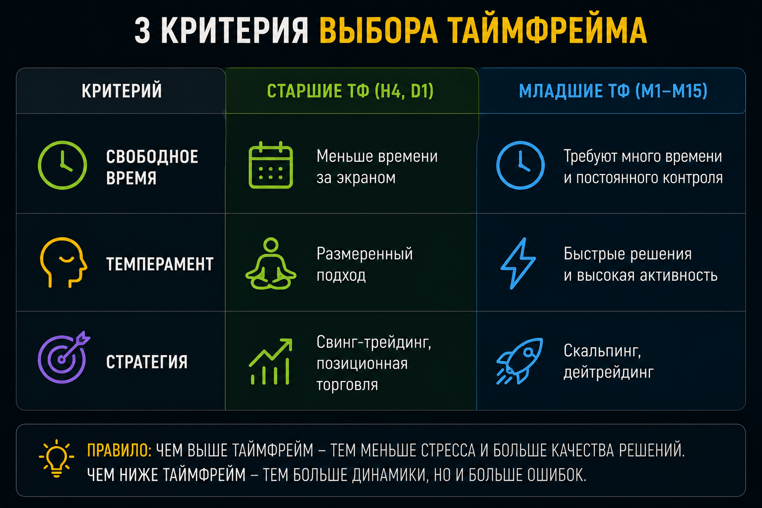 три критерия выбора таймфрейма